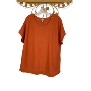 Chico's knit short sleeve top orange L